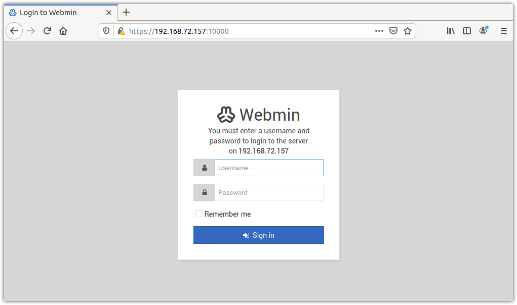 Login to Webmin