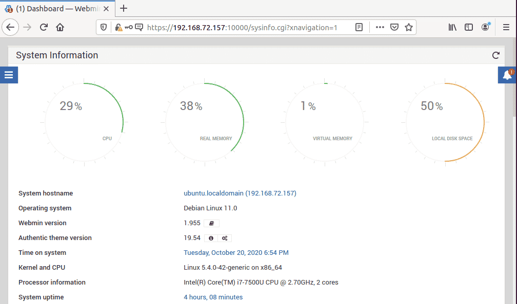 Webmin Dashboard