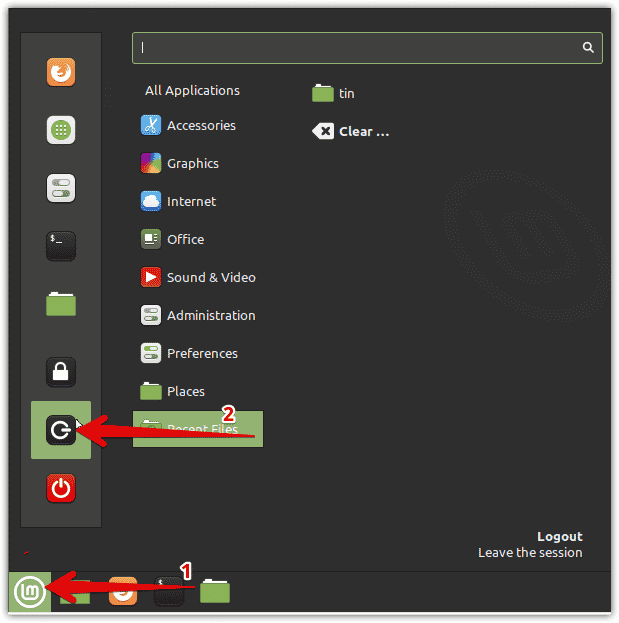 Logout of Mint using system menu