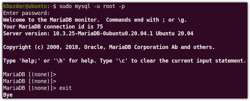 Testing Connection to MariaDB