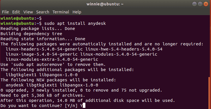 how to install anydesk in ubuntu command line