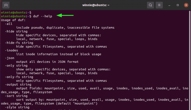 Check Disk Usage Using Duf Commandline Utility LinuxWays