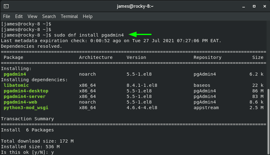 pgadmin 4 setup server